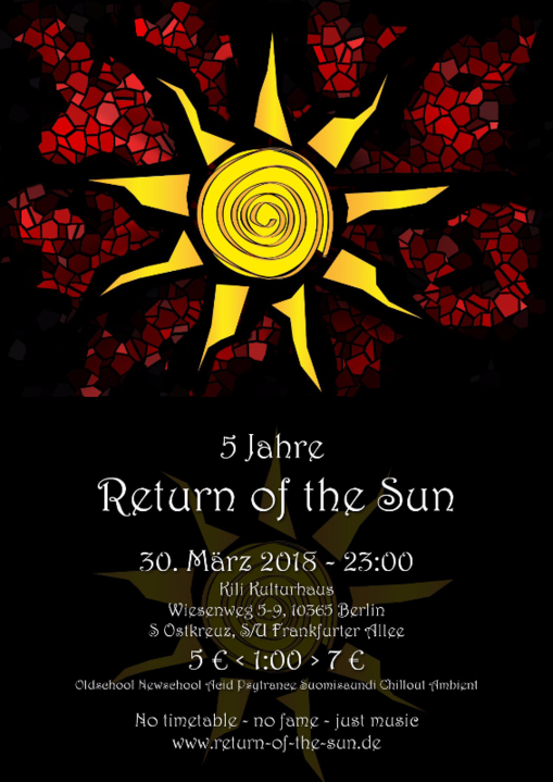 Party Flyer Fünf Jahre Return of the Sun 30 Mar '18, 23:00