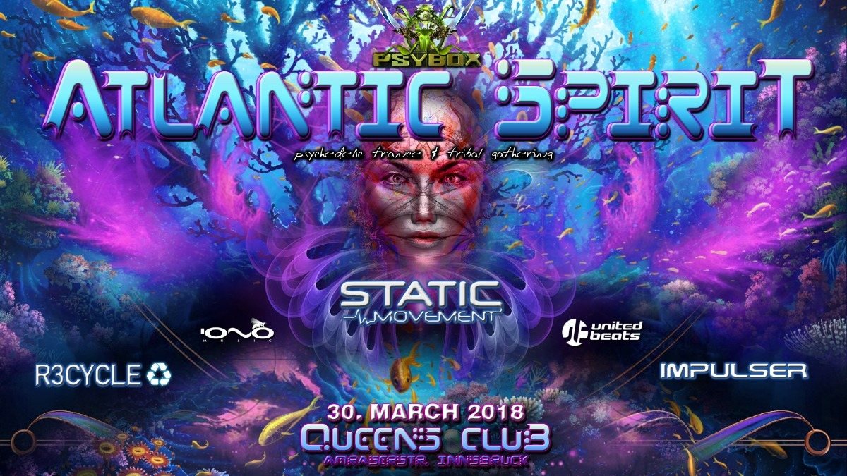Party Flyer Psybox pres. *** Atlantic Spirit with Static Movement / Impulser / R3cycle *live 30 Mar '18, 22:00