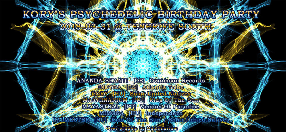 Party Flyer Kory's Psychedelic Birthday Party 31 Mar '18, 18:00