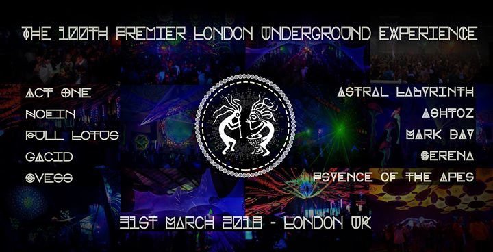 Party Flyer The 100th Premier London Underground eXperience ~ C 31 Mar '18, 22:00