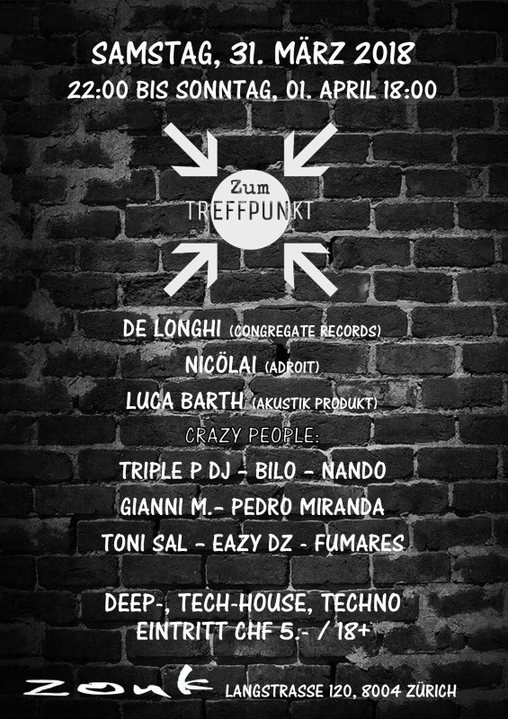 Party Flyer ZUM Treffpunkt IM ZOUK 31 Mar '18, 22:00
