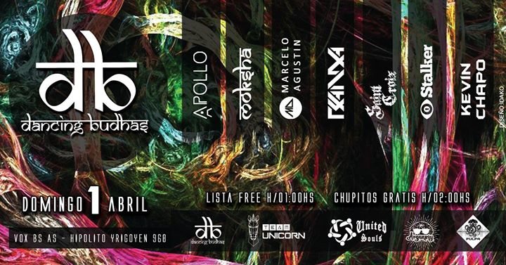 Party Flyer Free x Lista! Domingo 1/4 Dancing Budhas @Vox Club (Sotano) 1 Apr '18, 23:59