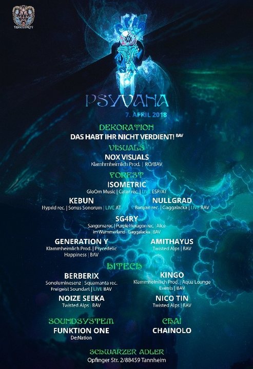 Party Flyer Psyvana II w/F1 7 Apr '18, 22:00