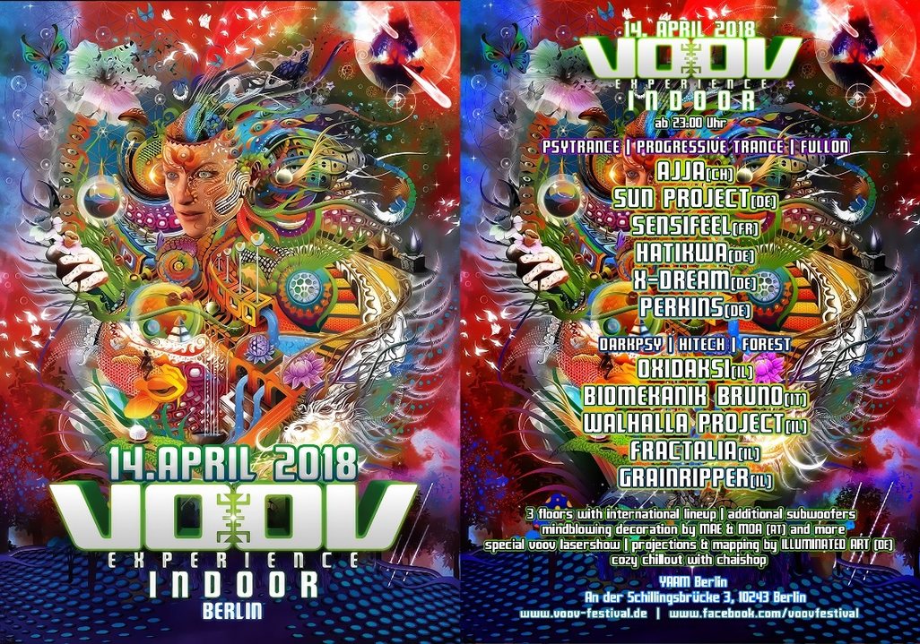 Party Flyer VooV Indoor Berlin mit Ajja, Oxidaksi uvm. 14 Apr '18, 23:00