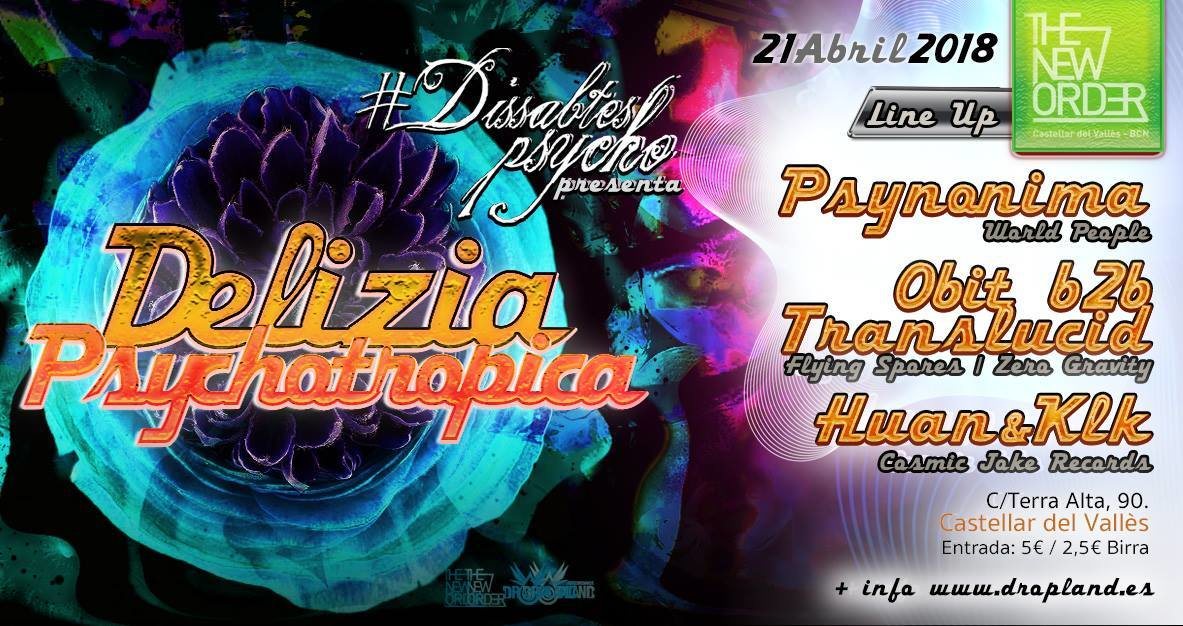 Party Flyer Dissabtes Psycho - Guest: Djane Psynonima & friends 21 Apr '18, 23:30
