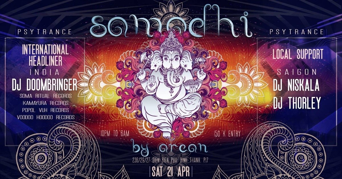 Party Flyer samadhi - dj doombringer - soma ritual records (india) 21 Apr '18, 22:00