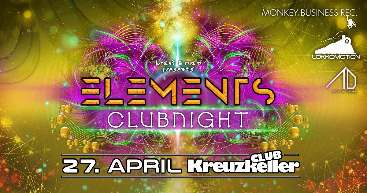 Party Flyer ELEMENTS CLUBNIGHT CLUB KREUZKELLER 27 Apr '18, 22:00