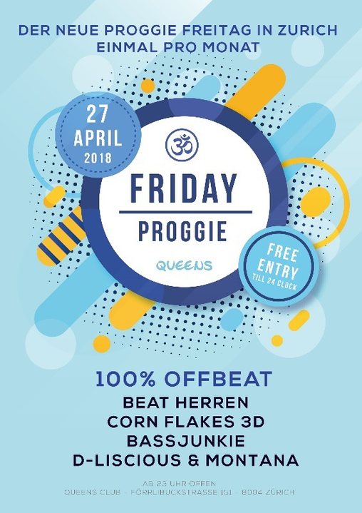 Party Flyer Friday Proggie "100% Offbeat" 27 Apr '18, 23:00