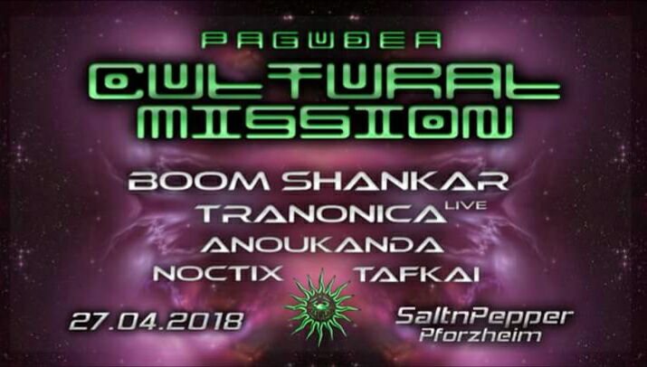 Party Flyer Oº°‘¨ Cultural Mission ¨‘°ºO (Goa) w/ Boom Shankar 27 Apr '18, 22:00