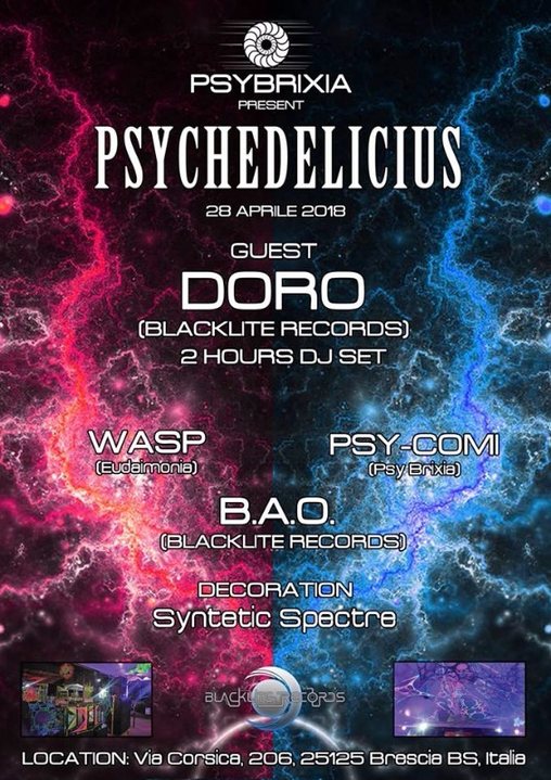 Party Flyer Psychedelicius - Doro DJ set 28 Apr '18, 23:30