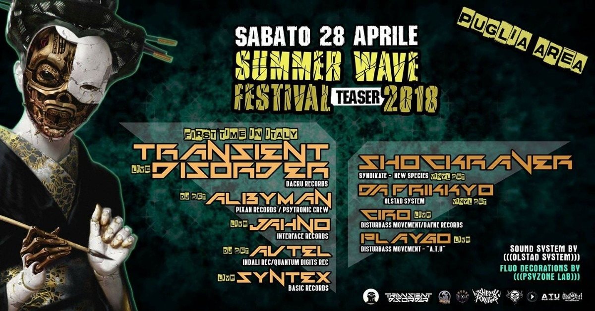 Party Flyer Summer Wave Festival 2018 Teaser ☆ Shockraver ☆ Transient Disorder 28 Apr '18, 22:00