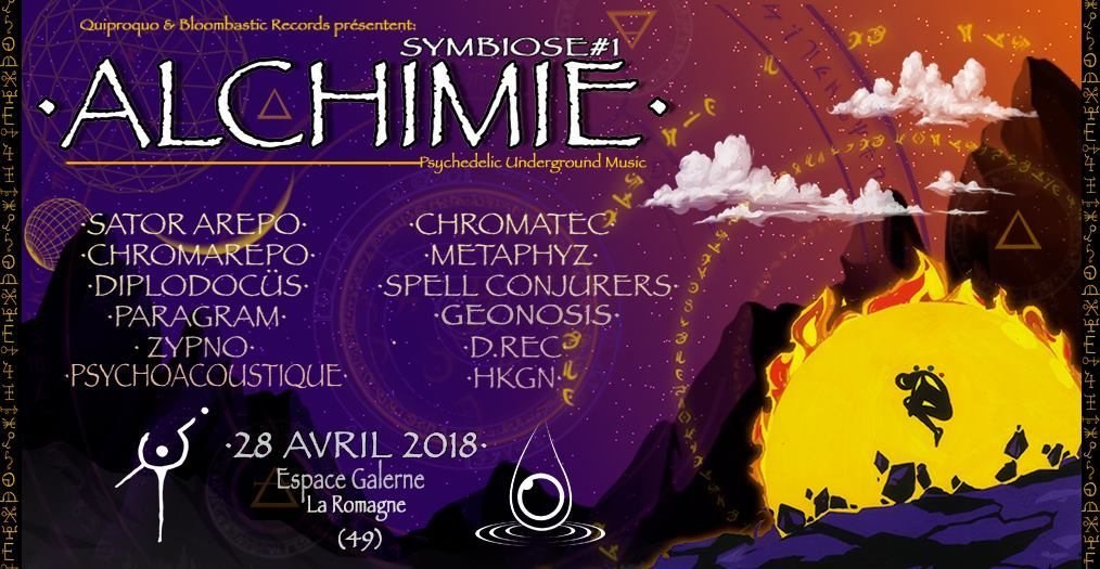 Party Flyer Symbiose #1 Alchimie (Sator Arepo/ Chromatec/ Metaphyz & more) 28 Apr '18, 21:00