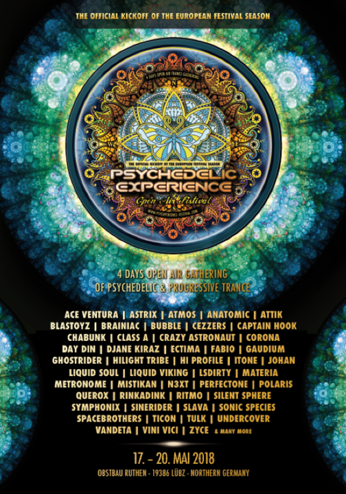 Party Flyer Psychedelic Experience Open Air Festival 2018 17 May '18, 18:00