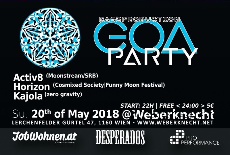Party Flyer Bassproduction Goa Party 20 May '18, 22:00