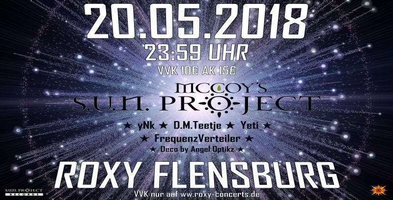 Party Flyer McCoys Sun Project, yNk, D.M.Teetje, Yeti und Frequenz Verteiler 20 May '18, 23:30