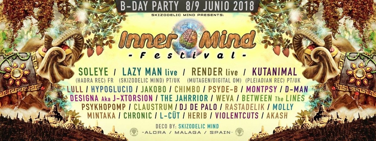 Party Flyer Skizodelic Mind Events: Inner Mind Festival. B-Day Party 9 Jun '18, 22:00