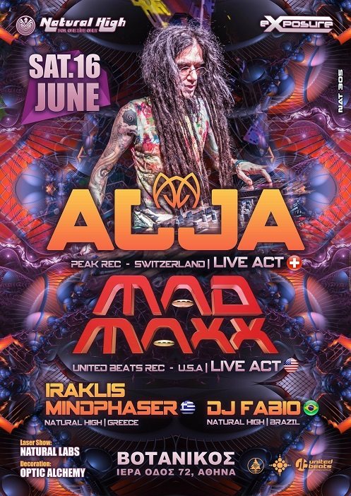 Party Flyer Natural Exposure presents AJJA & MAD MAXX in Athens on Sat 16 June !!! 16 Jun '18, 23:00