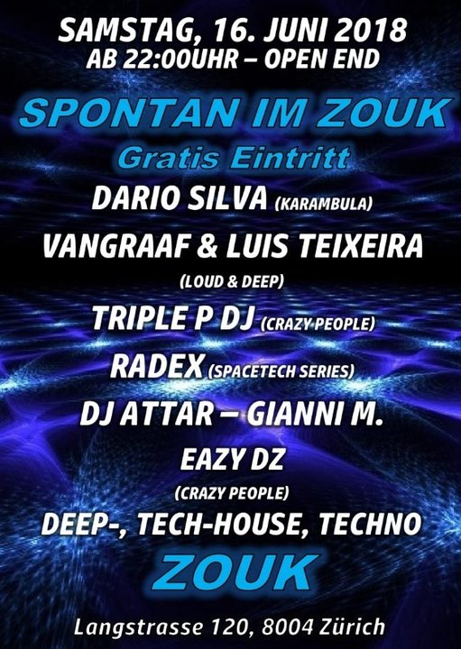 Party Flyer SPONTAN IM ZOUK 16 Jun '18, 22:00