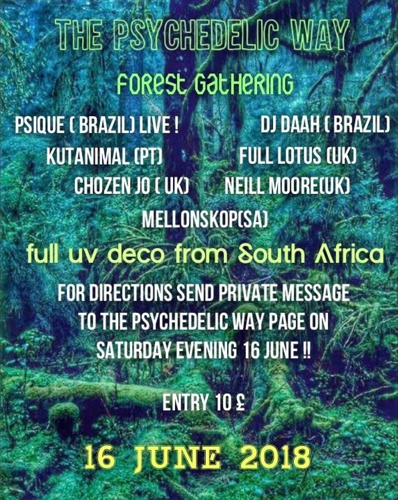 Party Flyer The Psychedelic Way Forest Gathering 16 Jun '18, 23:00