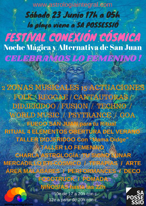 Party Flyer Festival Conexión Cósmica, Summer Solstice, Noche Mágica San Juan, The Feminine 23 Jun '18, 17:00