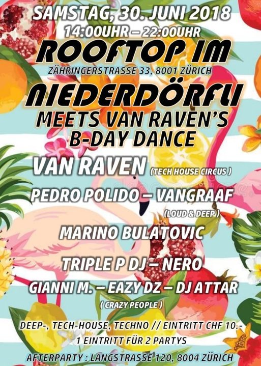 Party Flyer ROOFTOP IM NIEDERDÖRFLI 30 Jun '18, 14:00