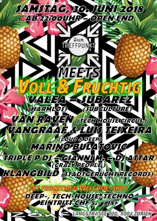 Party Flyer Zum Treffpunkt im Zouk meets VOLL & FRUCHTIG 30 Jun '18, 22:00