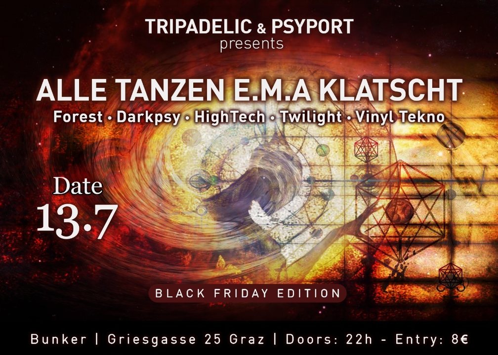 Party Flyer ALLE Tanzen EMA Klatscht Black Friday Edition 13 Jul '18, 22:00
