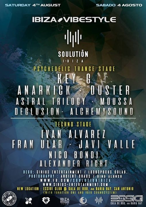 Party Flyer Ibiza Vibestyle & Soulution ibiza at New CLUB ESSiGi 4 Aug '18, 22:00