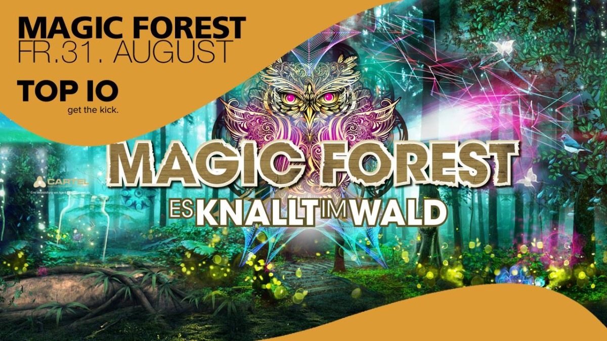 Party Flyer MAGIC FOREST Es knallt im Wald / w Captain Hook, Spinney Lainey, ... 31 Aug '18, 22:00