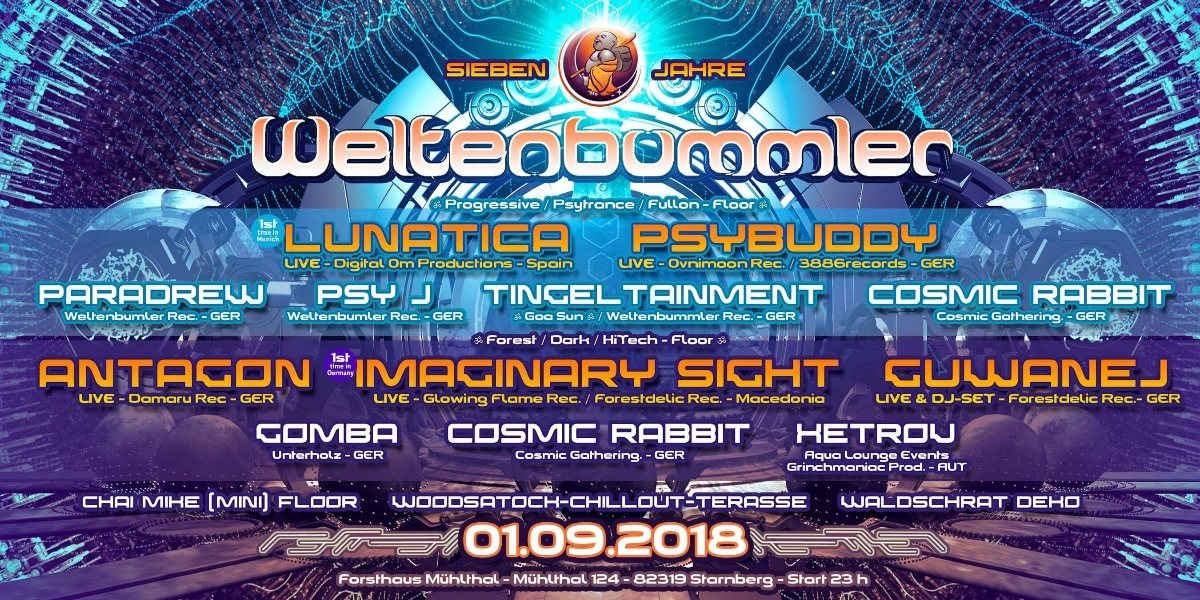 Party Flyer 7 Jahre Weltenbummler 1 Sep '18, 23:00