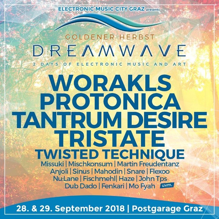 Party Flyer Dreamwave "goldener Herbst" Postgaragen Festival 28 Sep '18, 22:00