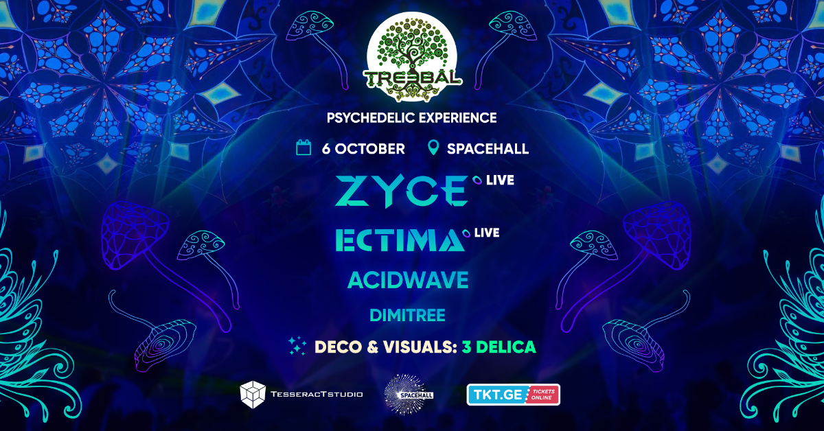 Party Flyer TREEBAL: ZYCE • ECTIMA • ACIDWAVE • DIMITREE at SPACEHALL 6 Oct '18, 23:00