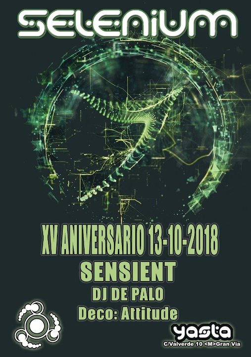 Party Flyer SELENIUM - XV ANNIVERSARY - SENSIENT 13 Oct '18, 23:30