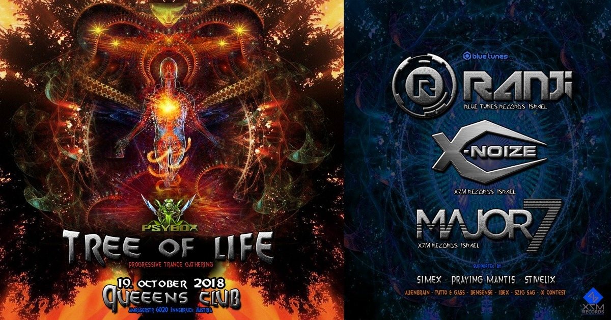 Party Flyer Psybox - Tree of Life with Ranji / Major7 / X-Noize 19 Oct '18, 22:00