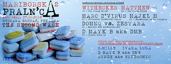 Party Flyer Mariborska praln'ca - Second wash 27 Oct '18, 22:00