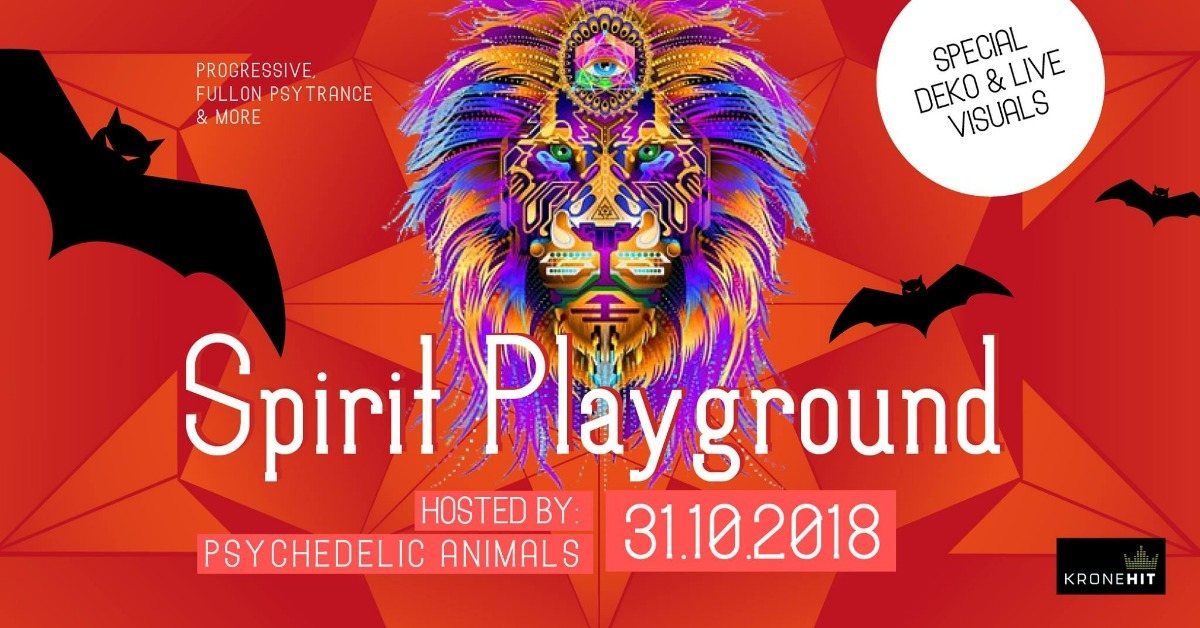 Party Flyer Psychedelic Animals present ✷ Spirit Playground @ Club Spielplatz Linz 31 Oct '18, 22:00