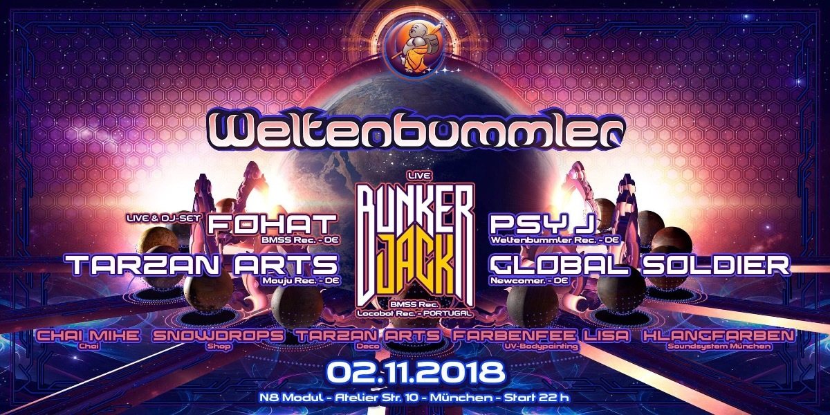 Party Flyer Weltenbummler with Bunker Jack 2 Nov '18, 22:00