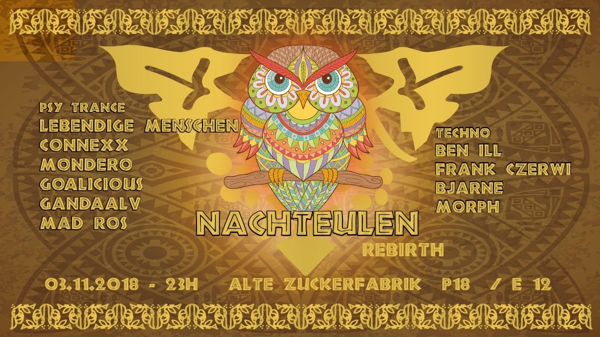 Party Flyer Nachteulen rebirth ; Lebendige Menschen / Connexx / Mondero / Gandaalv 3 Nov '18, 23:00