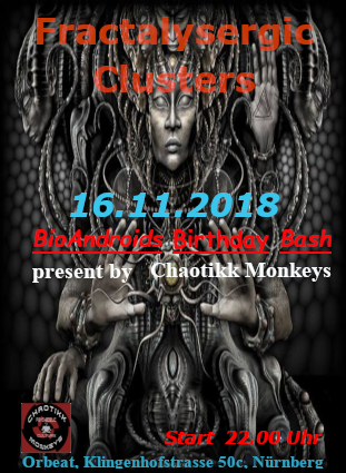 Party Flyer Dark-e-Delic Alchemists: Fractalysergic Clusters 16 Nov '18, 22:00