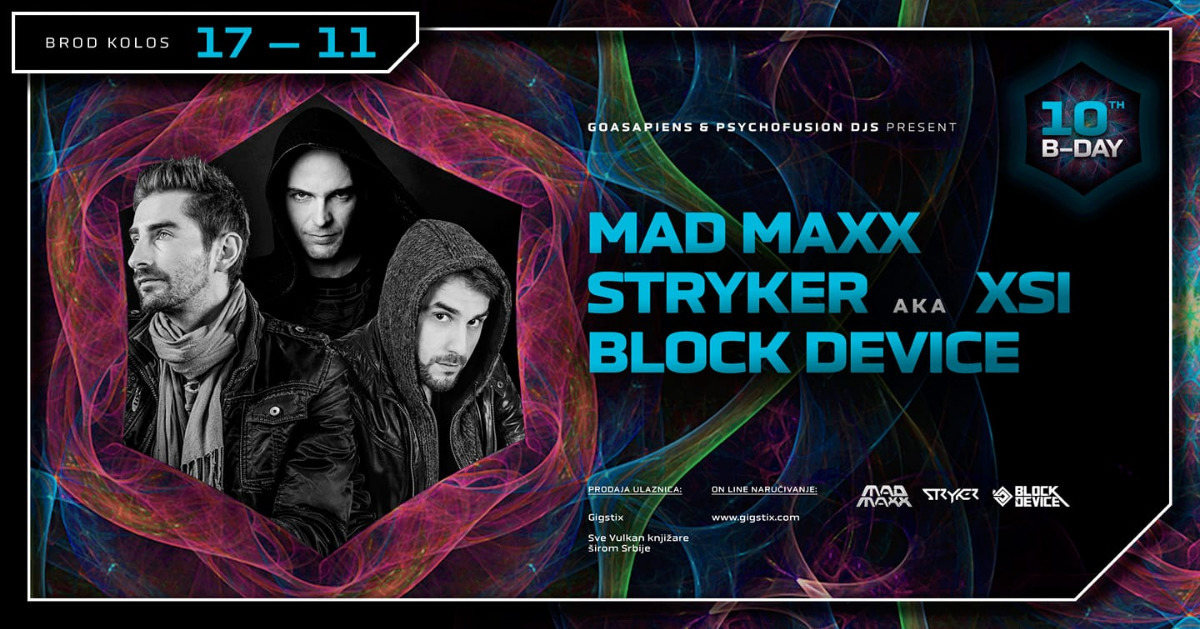 Party Flyer MAD MAXX / STRYKER / BLOCK DEVICE / @ KOLOS 17 Nov '18, 23:00