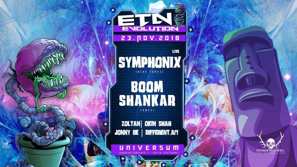 Party Flyer ॐ Evolution Goa w/ Symphonix Live / Boom Shankar 23 Nov '18, 23:00