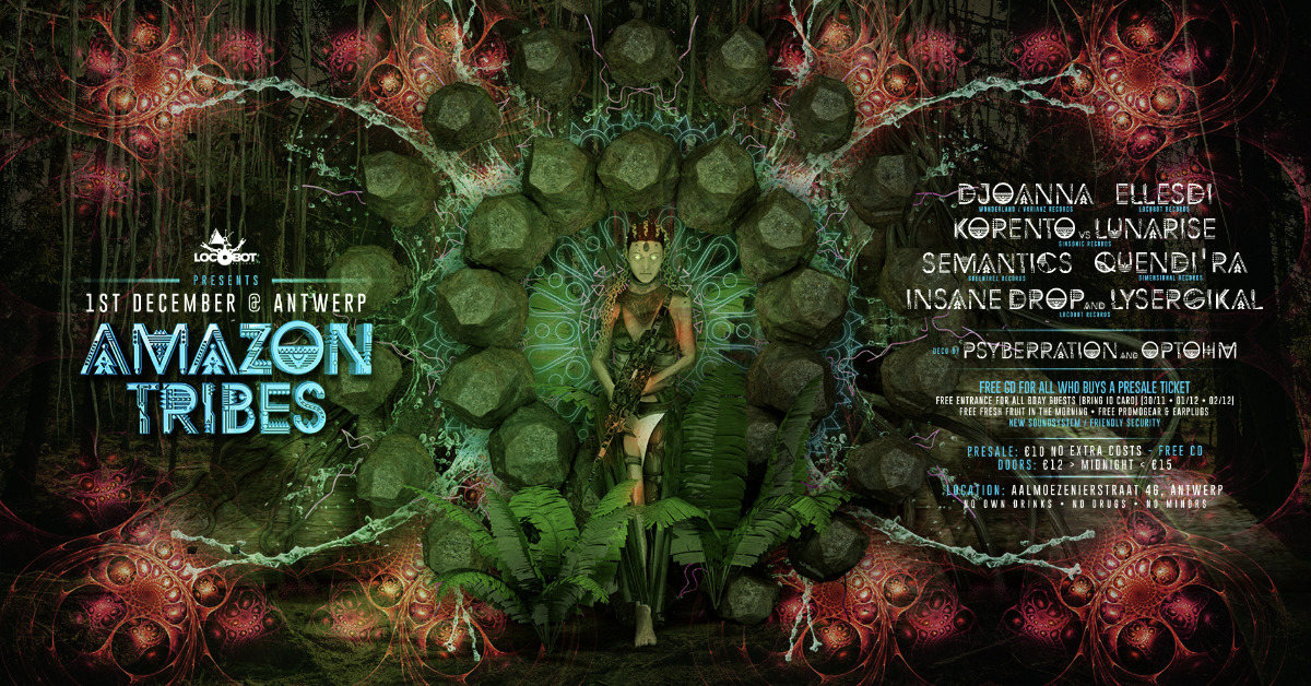 Party Flyer AMAZON TRIBES with Djoanna / ElleSDi / Korento / ... 1 Dec '18, 23:00