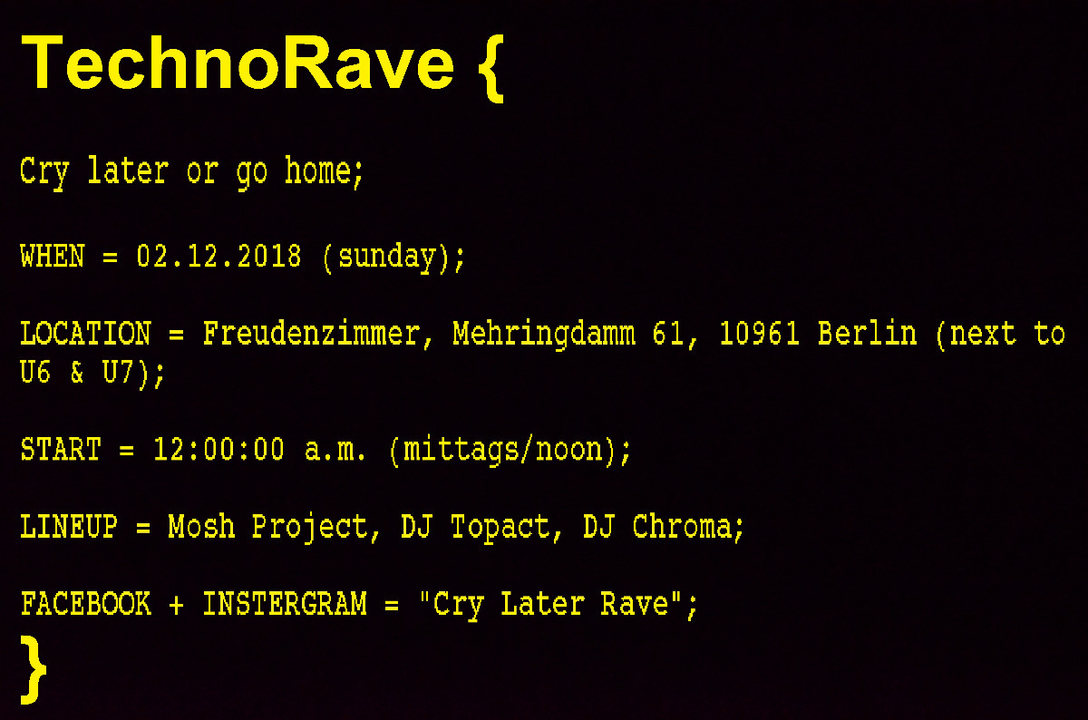 TechnoRave { Cry later or go home; } · 2 Dec '18, 12:00