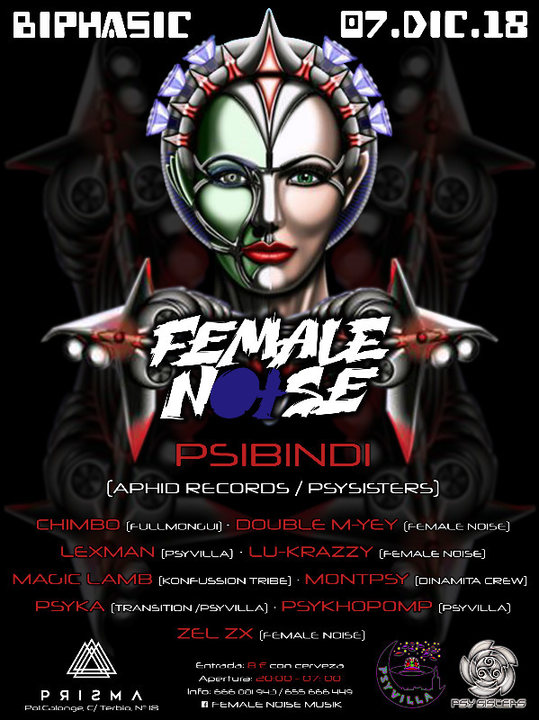 Party Flyer ☺FEMALE NOISE☺PRESENTA: ☆BIPHASIC☆ 7 Dec '18, 20:00