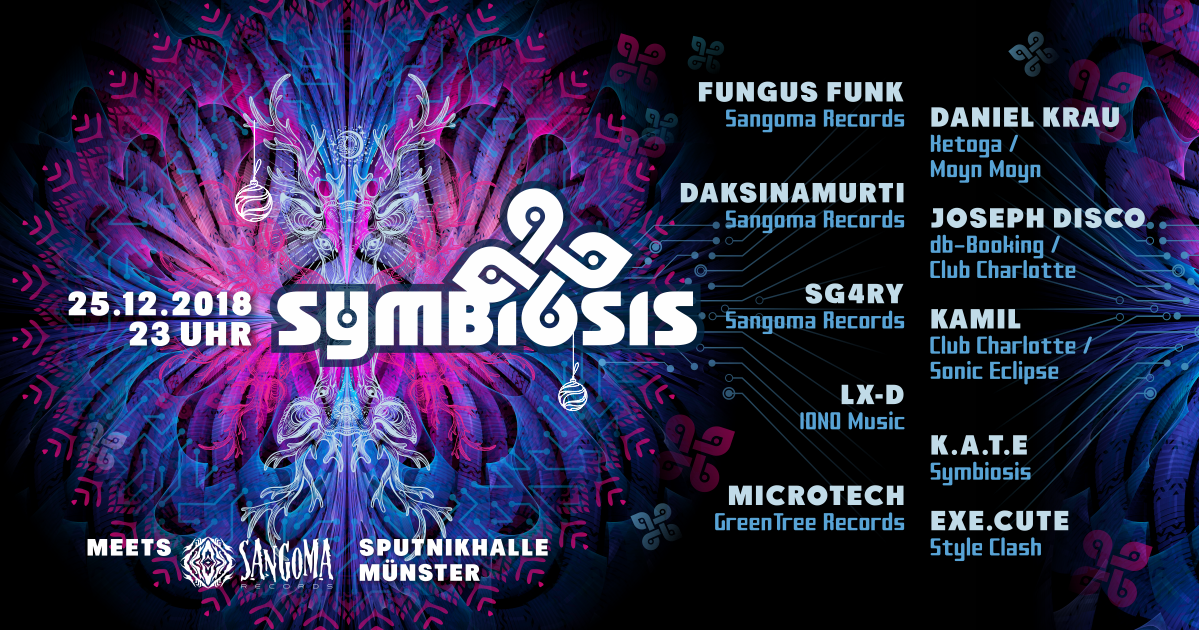 Party Flyer Symbiosis meets Sangoma Records 25 Dec '18, 23:00