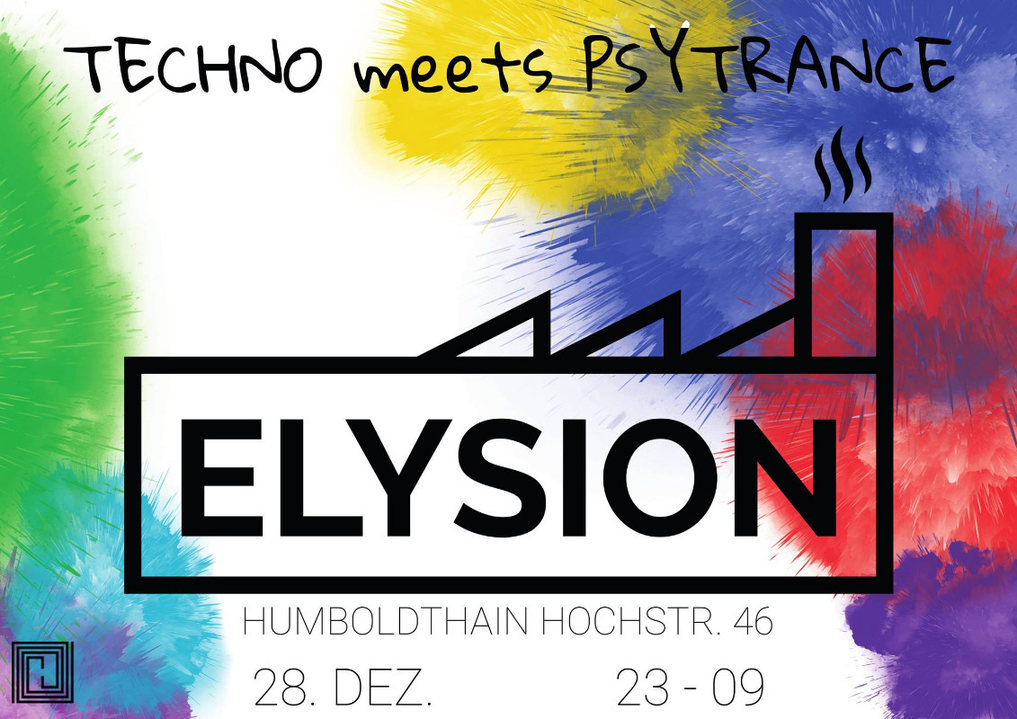 Party Flyer Elysion - Techno meets Psytrance II 28 Dec '18, 23:30