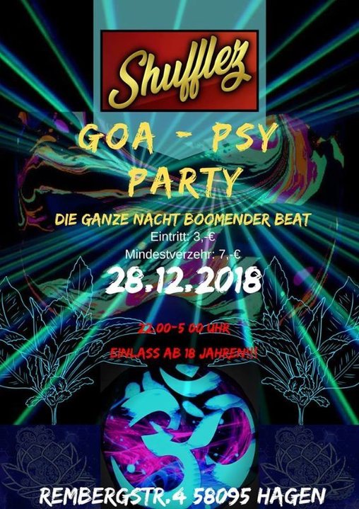 Shufflez - Goa & Psy Party · 28 Dec '18, 22:00