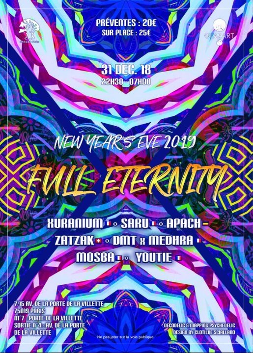 Party Flyer Full Eternity ॐ Oréades 31 Dec '18, 22:30