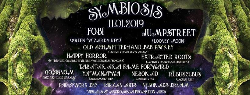 Party Flyer Symbiosis /w Jumpstreet&Fobi by Mouju&Hyprid Rec 11 Jan '19, 22:00