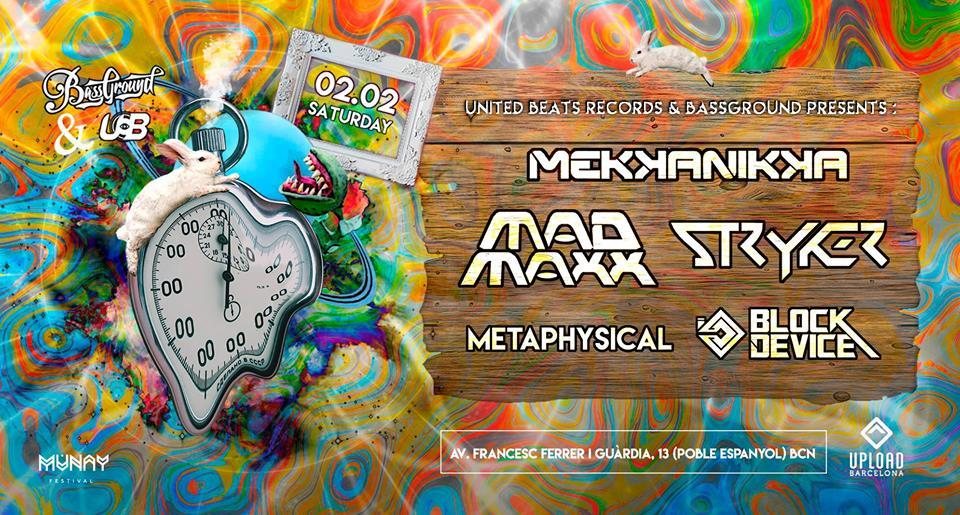 Party Flyer Mad Maxx, Mekkanikka, Stryker & Block Device @ Barcelona (Poble Espanyol) 2 Feb '19, 23:30